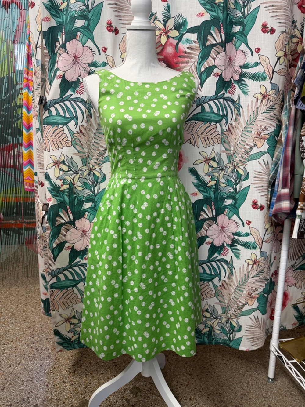 Adorable kate spade Green Baseball Polka Dot Midi Dress Size 4